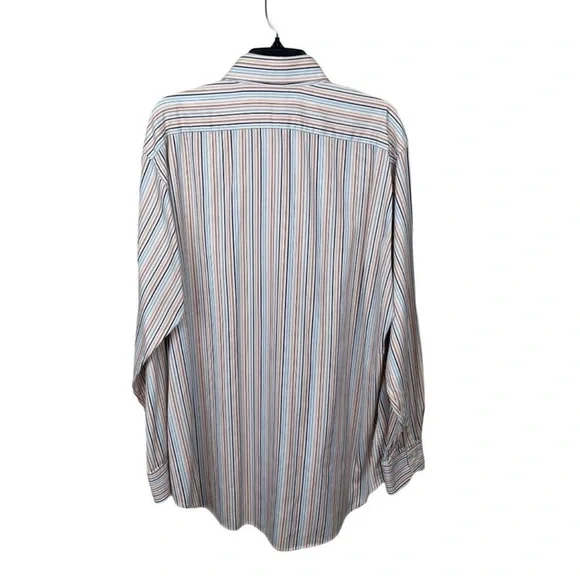 Thomas Dean orange white striped flip cuff long sleeve button up shirt size XXL - Picture 3 of 6